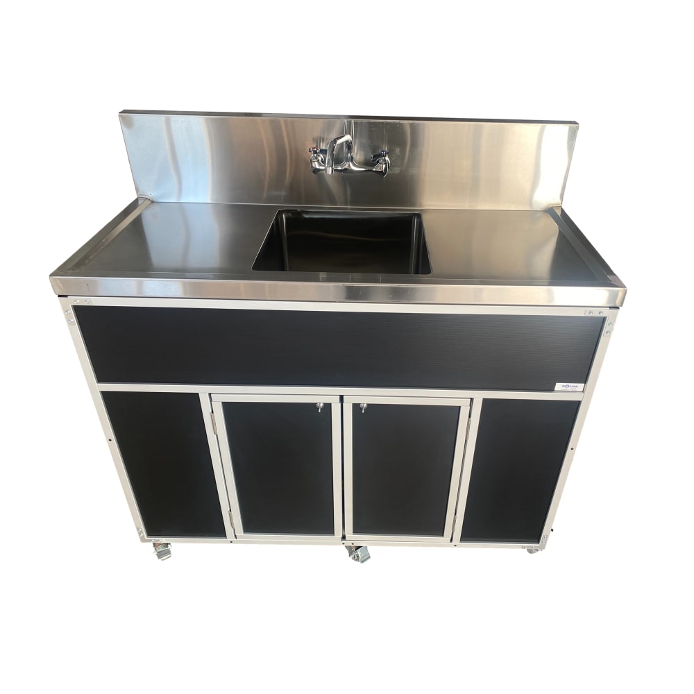 Monsam Enterprises 52 1/4"H Portable Sink w/ 12"D Bowl, Hot & Cold Water (PSE-2001LA)