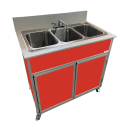 Monsam Enterprises 37 1/2"H Portable Sink w/ (3) 12"D Bowls, Hot & Cold Water (PSE-2003R) thumbnail 16