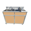 Monsam Enterprises 37 1/2"H Portable Sink w/ (1) 4" Bowl & (3) 12"D Bowls, Hot & Cold Water (PSE-2004R) thumbnail 10