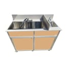 Monsam Enterprises 37 1/2"H Portable Sink w/ (1) 4" Bowl & (3) 12"D Bowls, Hot & Cold Water (PSE-2004R) thumbnail 11