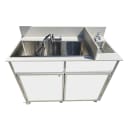 Monsam Enterprises 37 1/2"H Portable Sink w/ (1) 4" Bowl & (3) 12"D Bowls, Hot & Cold Water (PSE-2004R) thumbnail 17