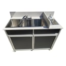 Monsam Enterprises 37 1/2"H Portable Sink w/ (1) 4" Bowl & (3) 12"D Bowls, Hot & Cold Water (PSE-2004R) thumbnail 2