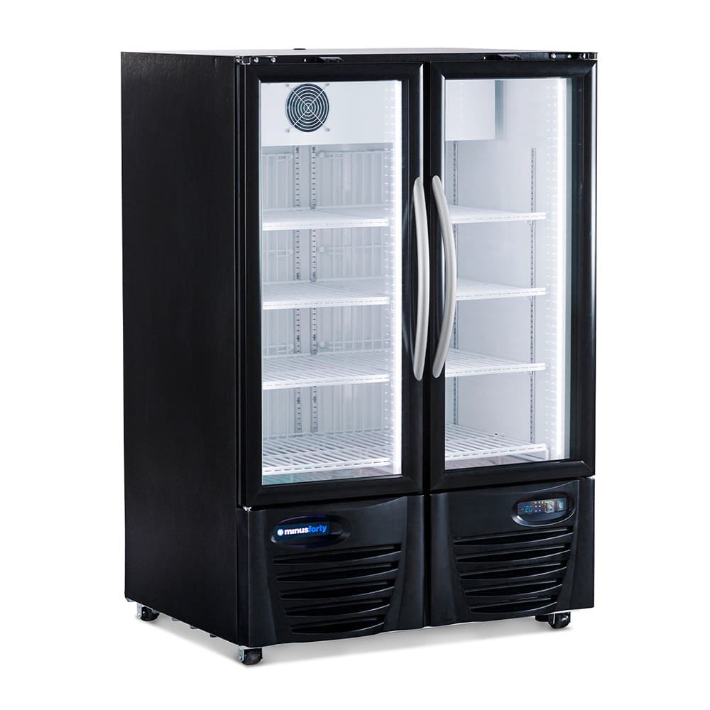 Minus Forty 15-UDGF 36" Two Section Display Freezer w/ Swing Doors - Bottom Mount Compressor, Black, 115v