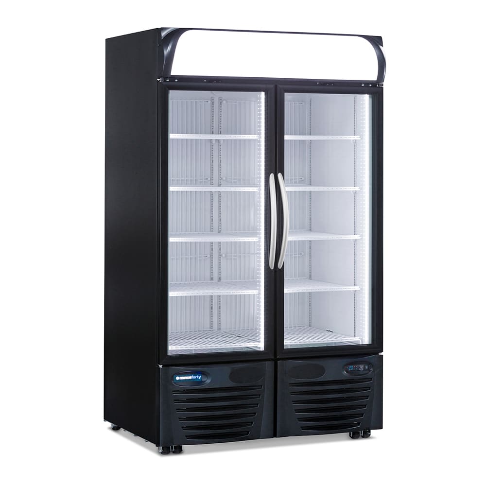 Minus Forty 43-UDGF 46 1/2" Two Section Display Freezer w/ Swing Doors - Bottom Mount Compressor, Black, 115v