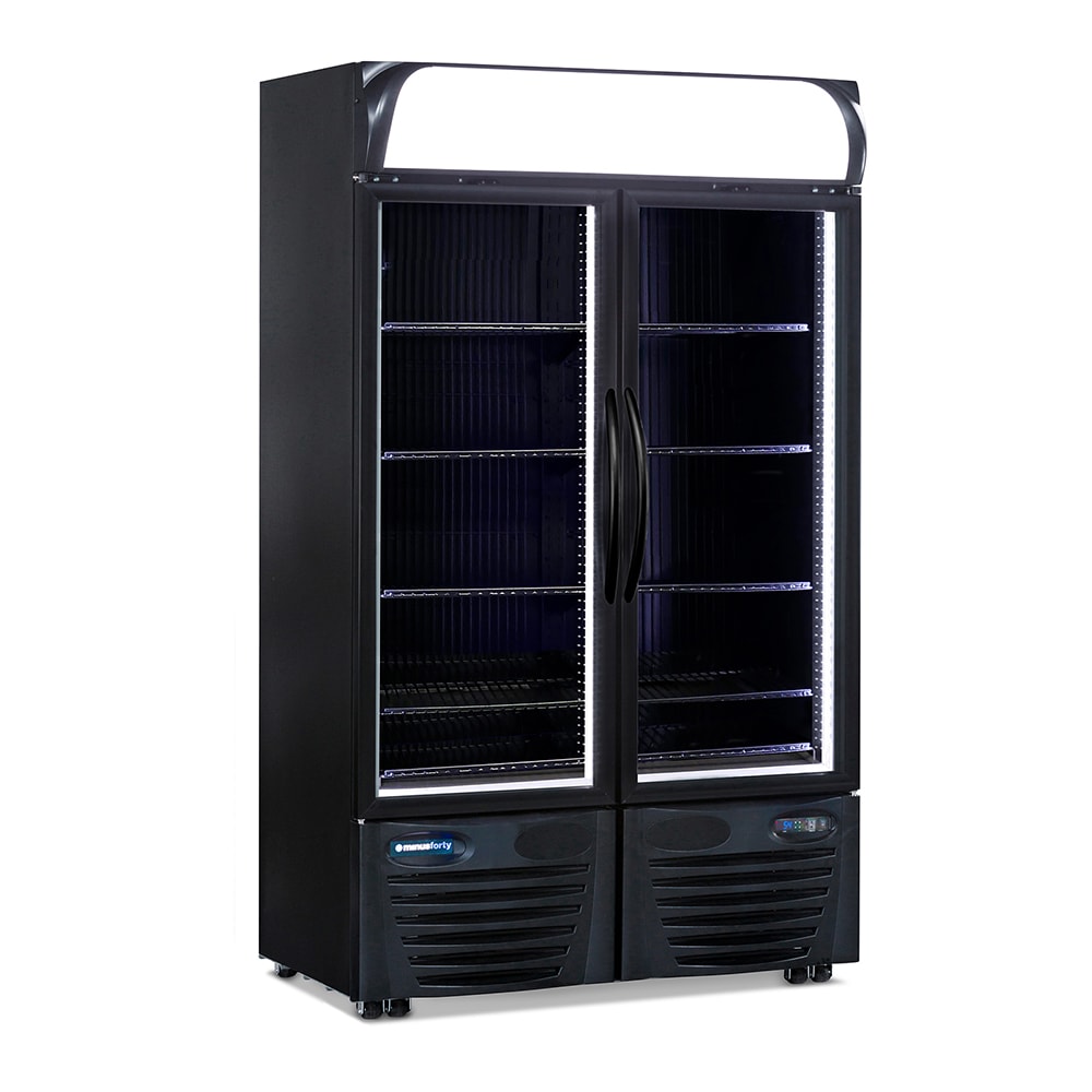 Minus Forty 43X-UDGF 46 1/2" Two Section Display Freezer w/ Swing Doors - Bottom Mount Compressor, Black, 115v