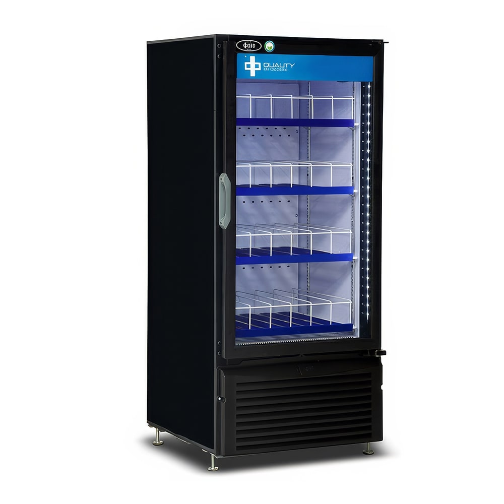 QBD CD10-HC 24 7/8" One Section Glass Door Merchandiser - (1) Right Hinge Door, Black, 115v