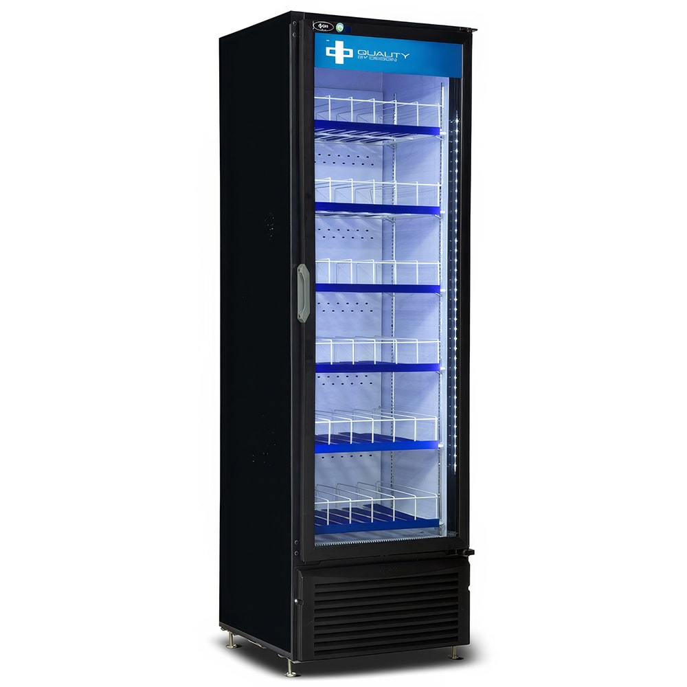 QBD CD20-HC 24 7/8" One Section Glass Door Merchandiser - (1) Right Hinge Door, Black, 115v