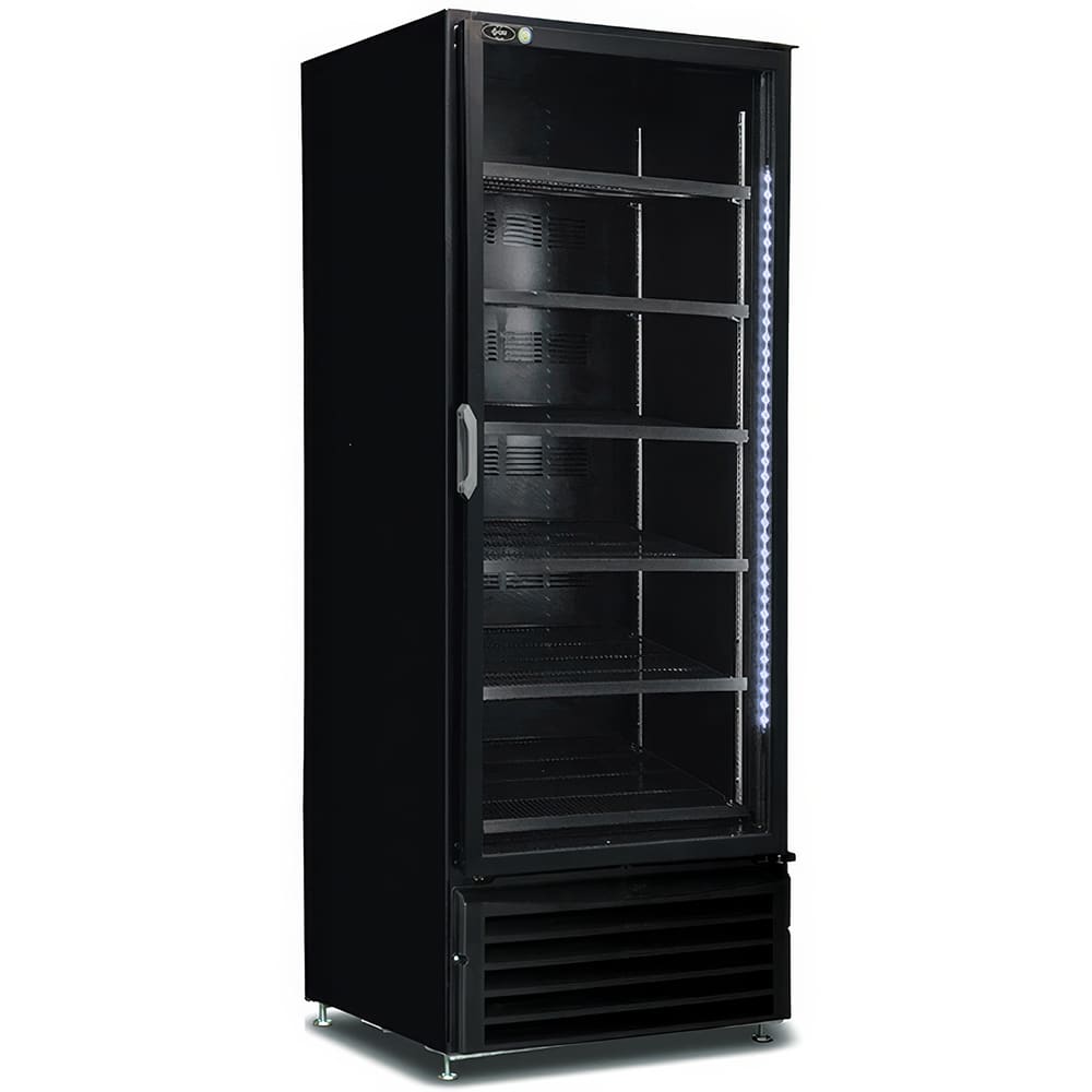 QBD CD26FD-HC 30 5/8" One Section Glass Door Merchandiser - (1) Right Hinge Door, Black, 115v