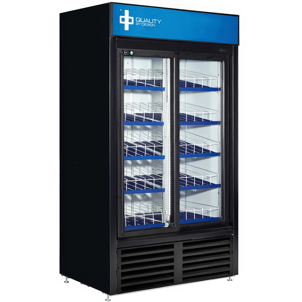 QBD CD40-HC 48" Two Section Glass Door Merchandiser - (2) Sliding Doors, Black, 115v