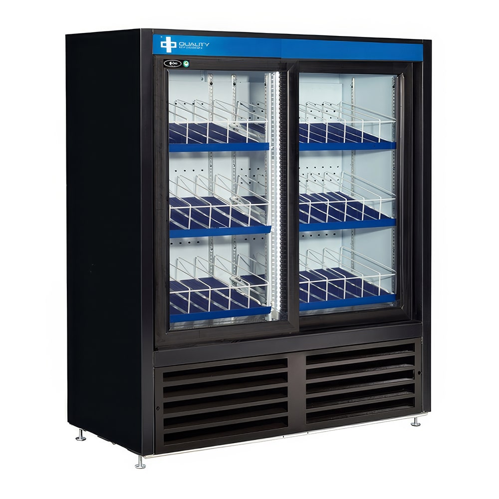 QBD CD4154-HC 47" Two Section Glass Door Merchandiser - (2) Sliding Doors, Black, 115v