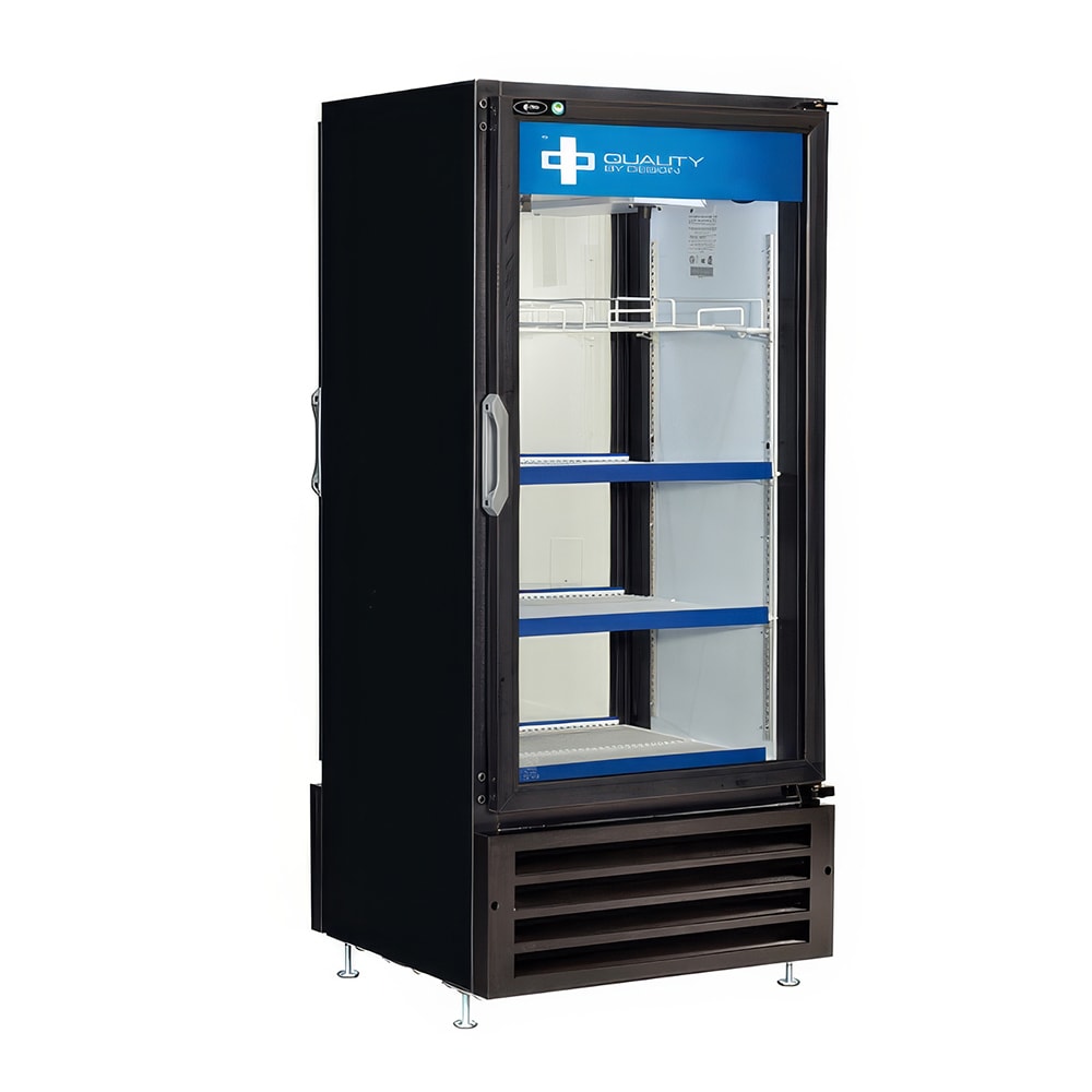 QBD DC10PT-HC 24 7/8" One Section Pass Thru Glass Door Merchandiser - (1) Right Hinge Door, Black, 115v