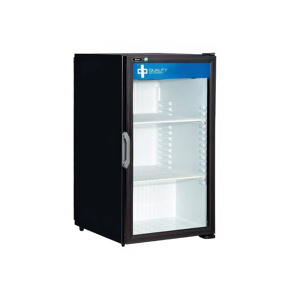 QBD DC7-HC 21 3/8" Countertop Refrigerator w/ Front Access - Swing Glass Door, Black, 115v