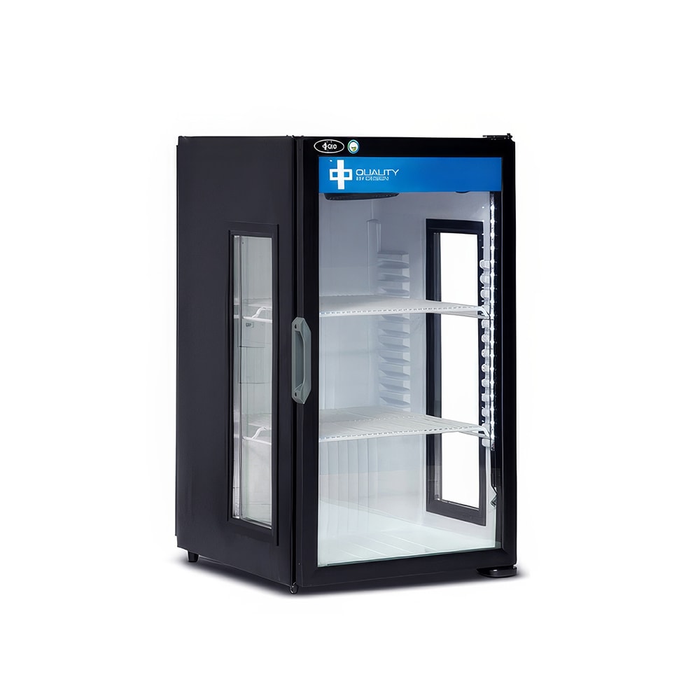 QBD DC7HG-HC 21 3/8" Countertop Refrigerator w/ Front Access - Swing Glass Door, Black, 115v