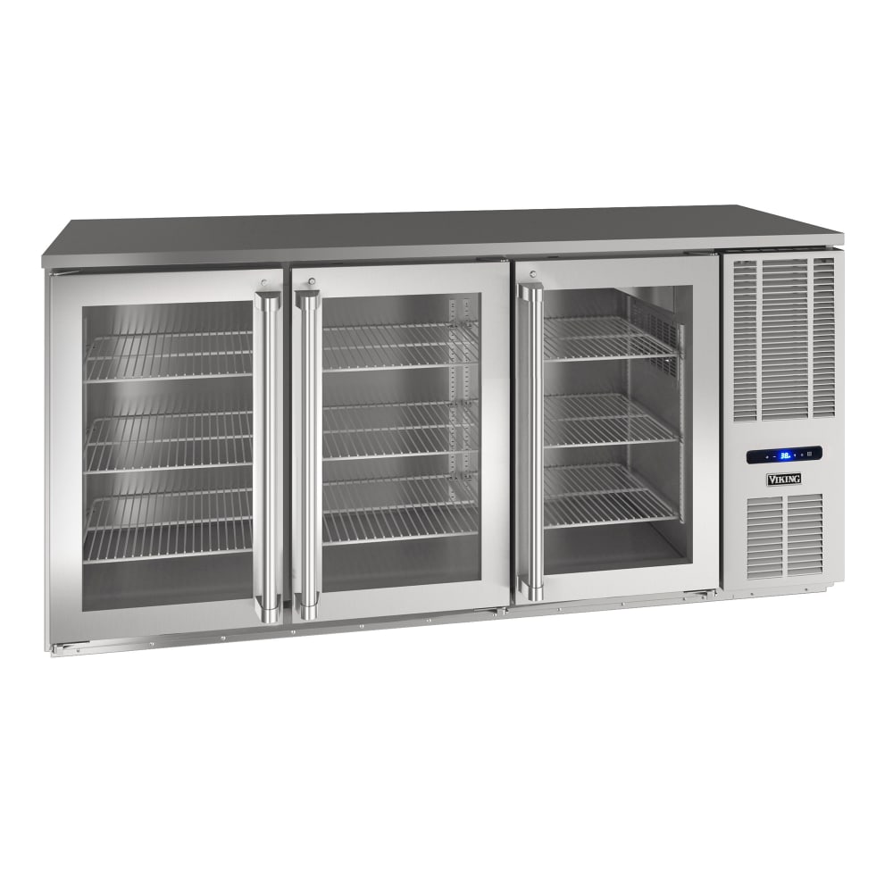 Viking Commercial 72" Bar Refrigerator - 3 Swinging Glass Doors, Silver, 115v (VCBR572-SG01A)