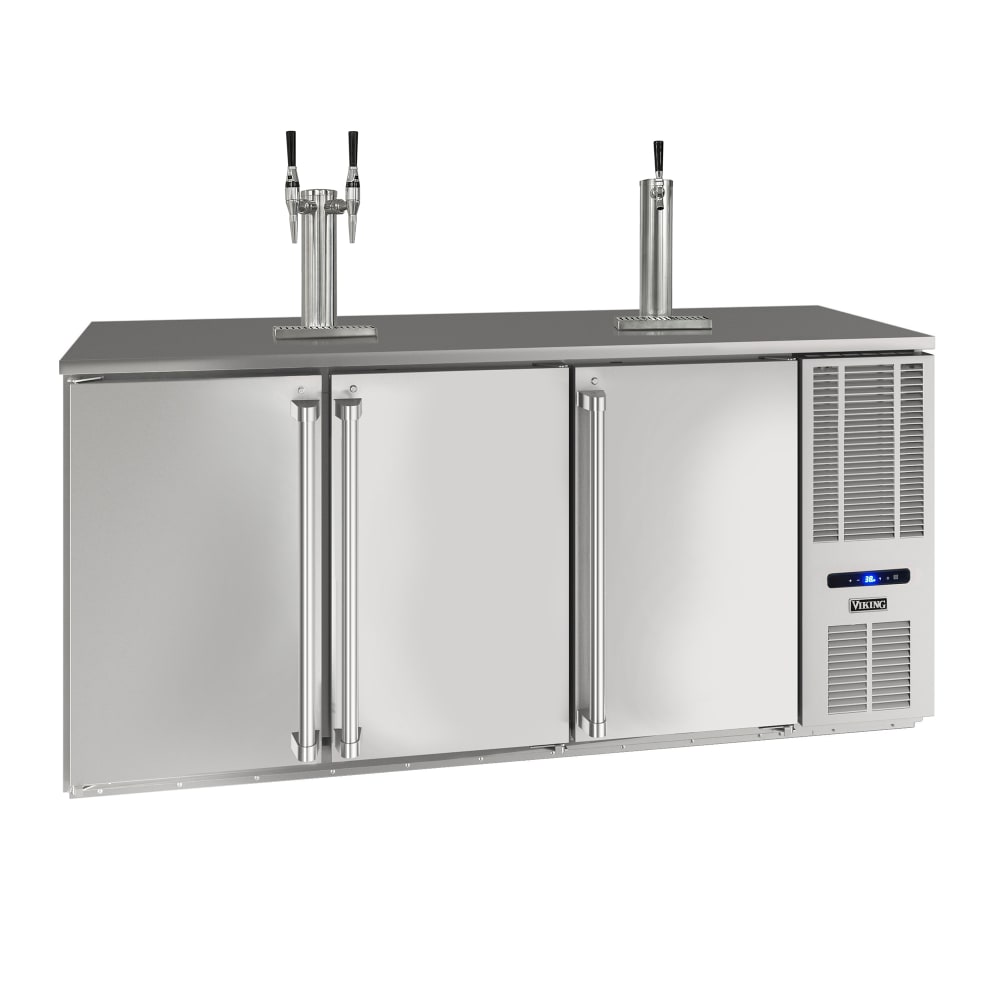 Viking Commercial 72" Kegerator Beer Dispenser w/ (3) 1/2 Keg Capacity - (2) Columns, Silver, 115v (VCBR672-SS01A)