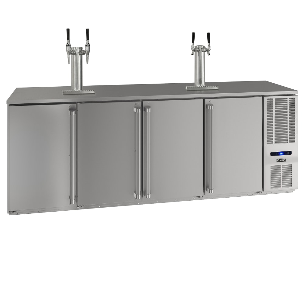Viking Commercial 92" Kegerator Beer Dispenser w/ (4) 1/2 Keg Capacity - (2) Columns, Silver, 115v (VCBR692-SS01A)