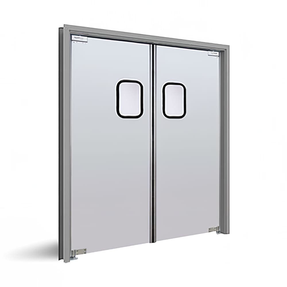 Curtron SPD-20-AL-DBL-7284 Service-Pro® Series 20 Double Swinging Traffic Door w/ Window - (2) 36" x 84", Aluminum