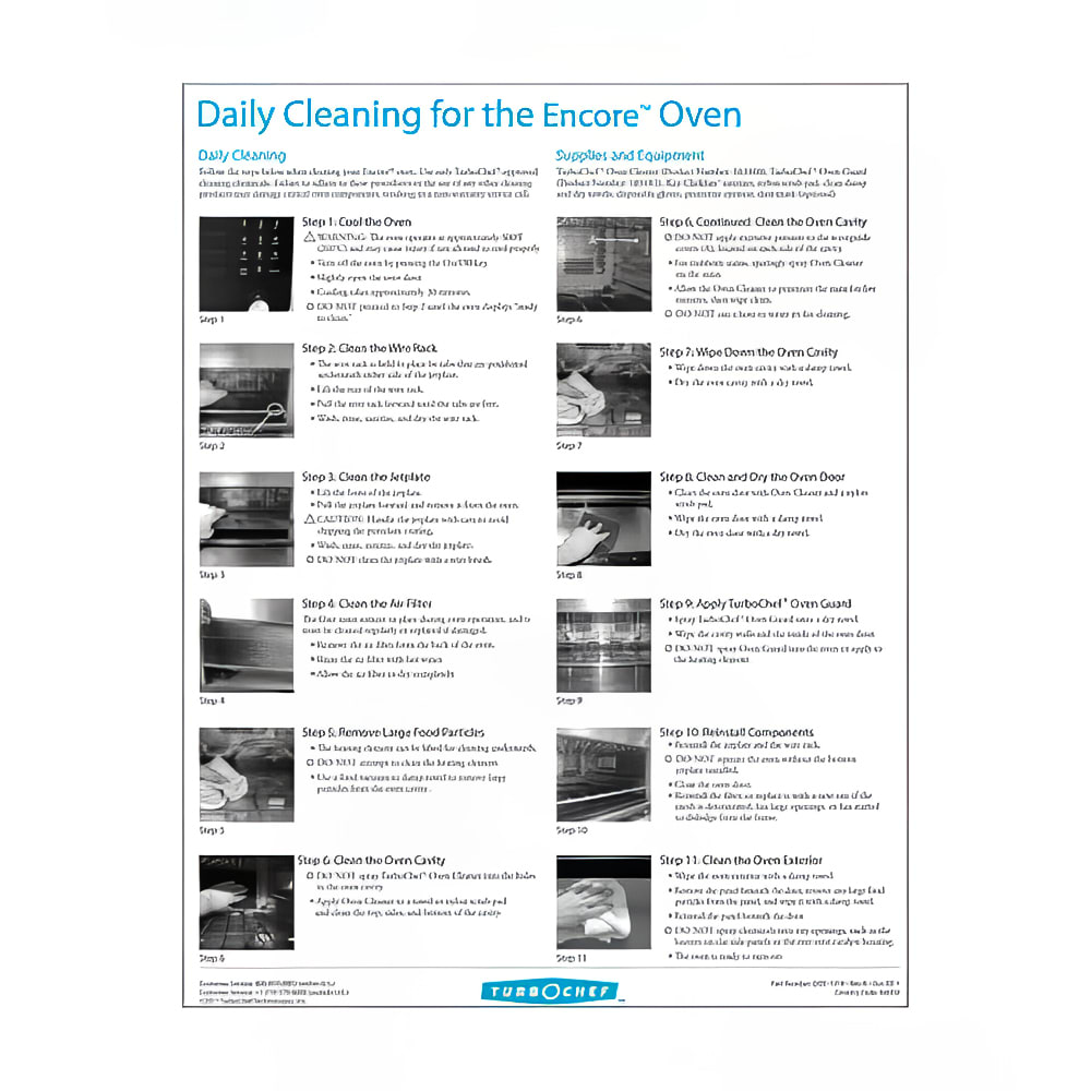 TurboChef DOC-1318 Daily Cleaning Poster For Encore Oven