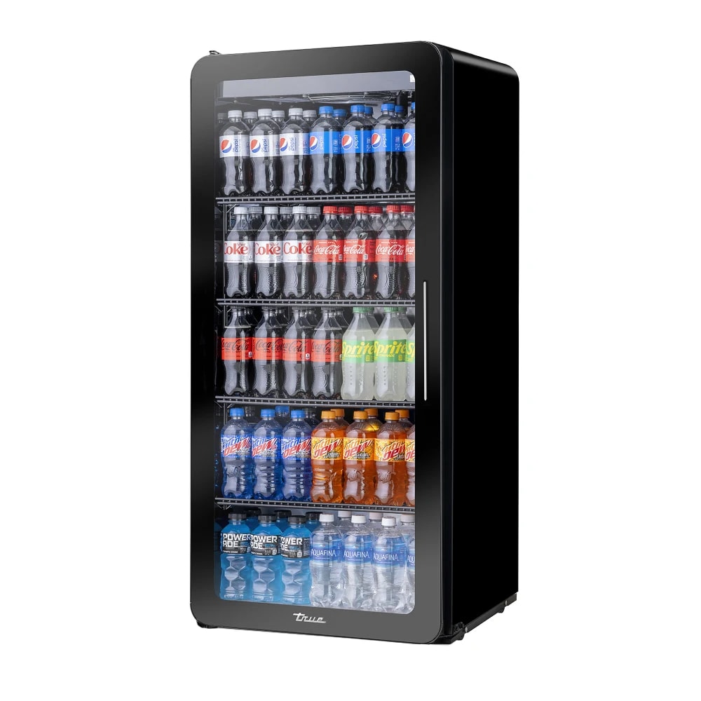 True CVM-11-HC~EGC01 24 7/8" CVM Series One Section Glass Door Merchandiser - (1) Left Hinge Door, Black, 115v