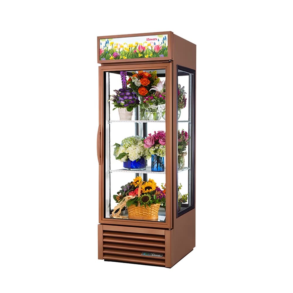 True G4SM-23FC-HC~TSL01 1 Section Floral Cooler w/ Swinging Door - Copper, 115v