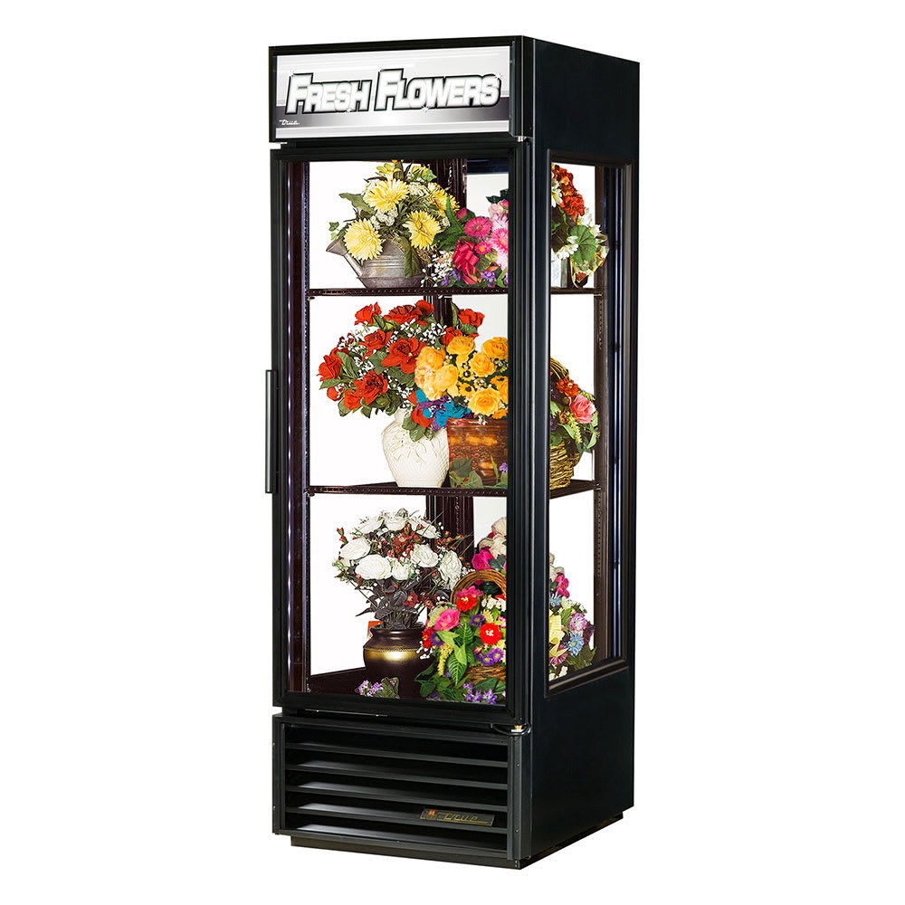 True G4SM-23FC-HC~TSL01 1 Section Floral Cooler w/ Swinging Door - Black, 115v