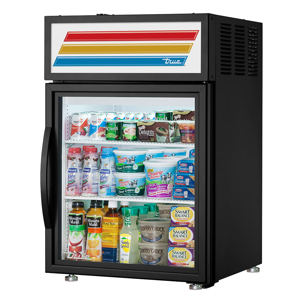 True GDM-05-HC~FGD01 24" Countertop Display Refrigerator w/ Front Access - Swing Door, Black, Right Hinge, 115v