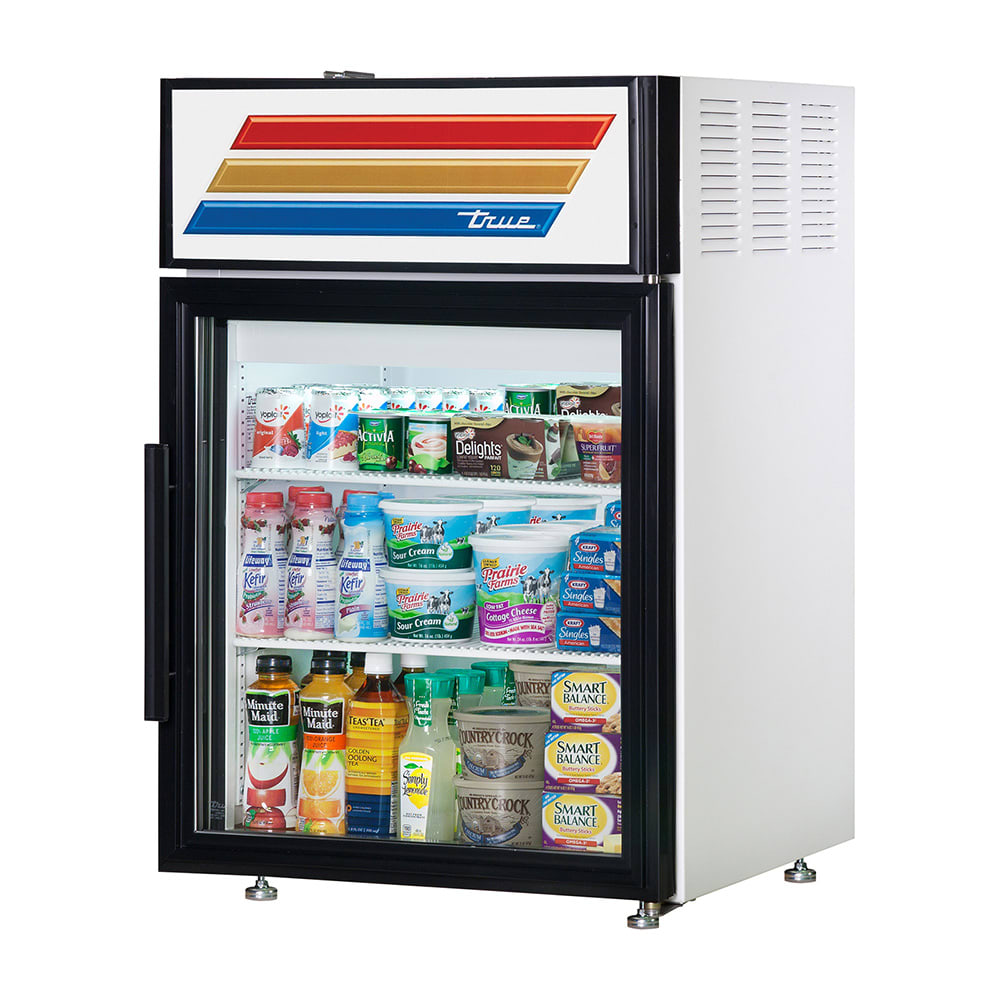 True GDM-05-HC~FGD01 24" Countertop Display Refrigerator w/ Front Access - Swing Door, White, Right Hinge, 115v