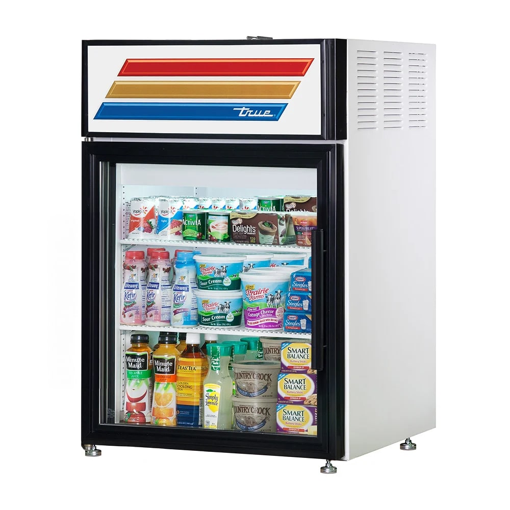 True GDM-05-HC~FGD01 24" Countertop Display Refrigerator w/ Front Access - Swing Door, White, Left Hinge, 115v