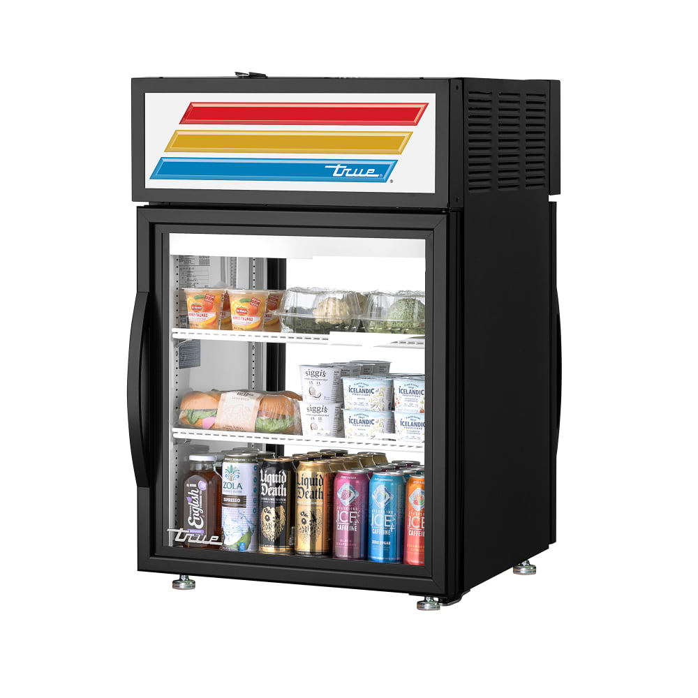 True GDM-05PT-HC~FGD01 24" Countertop Display Refrigerator w/ Pass Thru Access - Swing Door, Black, 115v