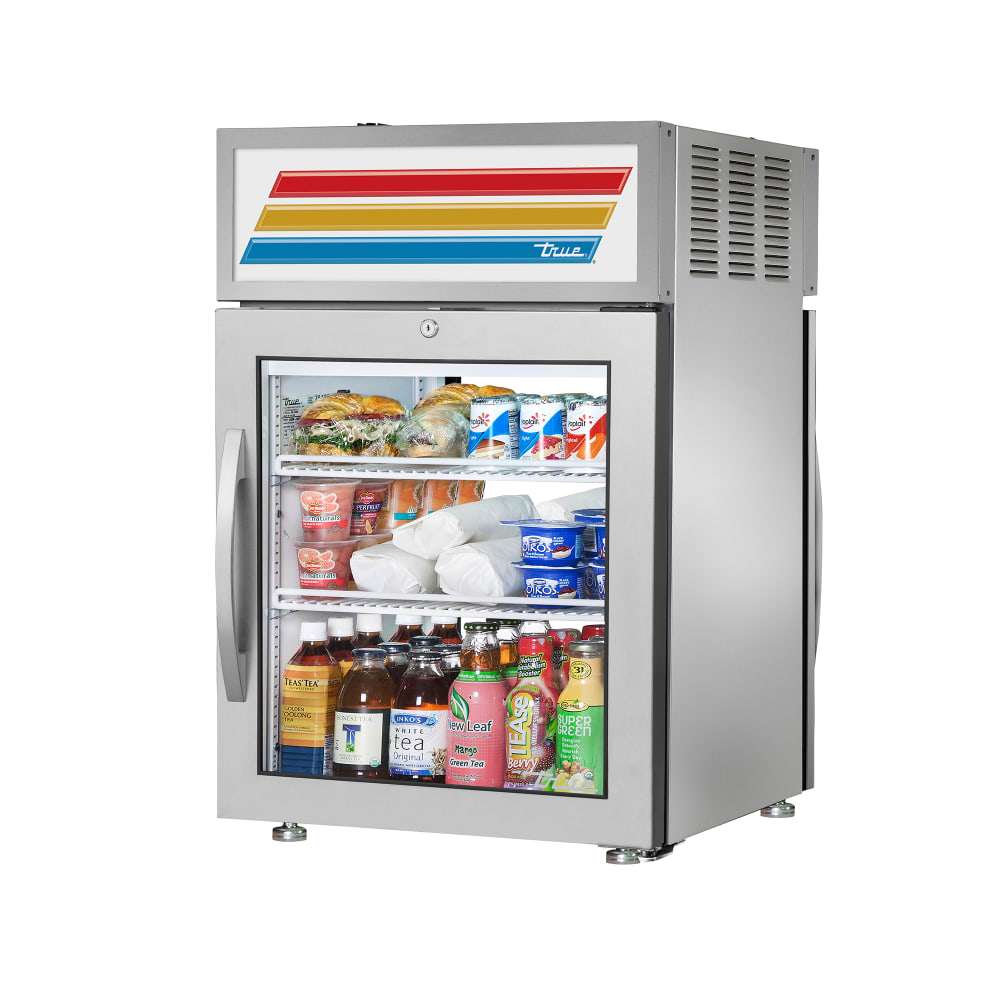 True GDM-05PT-S-HC~FGD01 24" Countertop Display Refrigerator w/ Pass Thru Access - Swing Door, Stainless, 115v