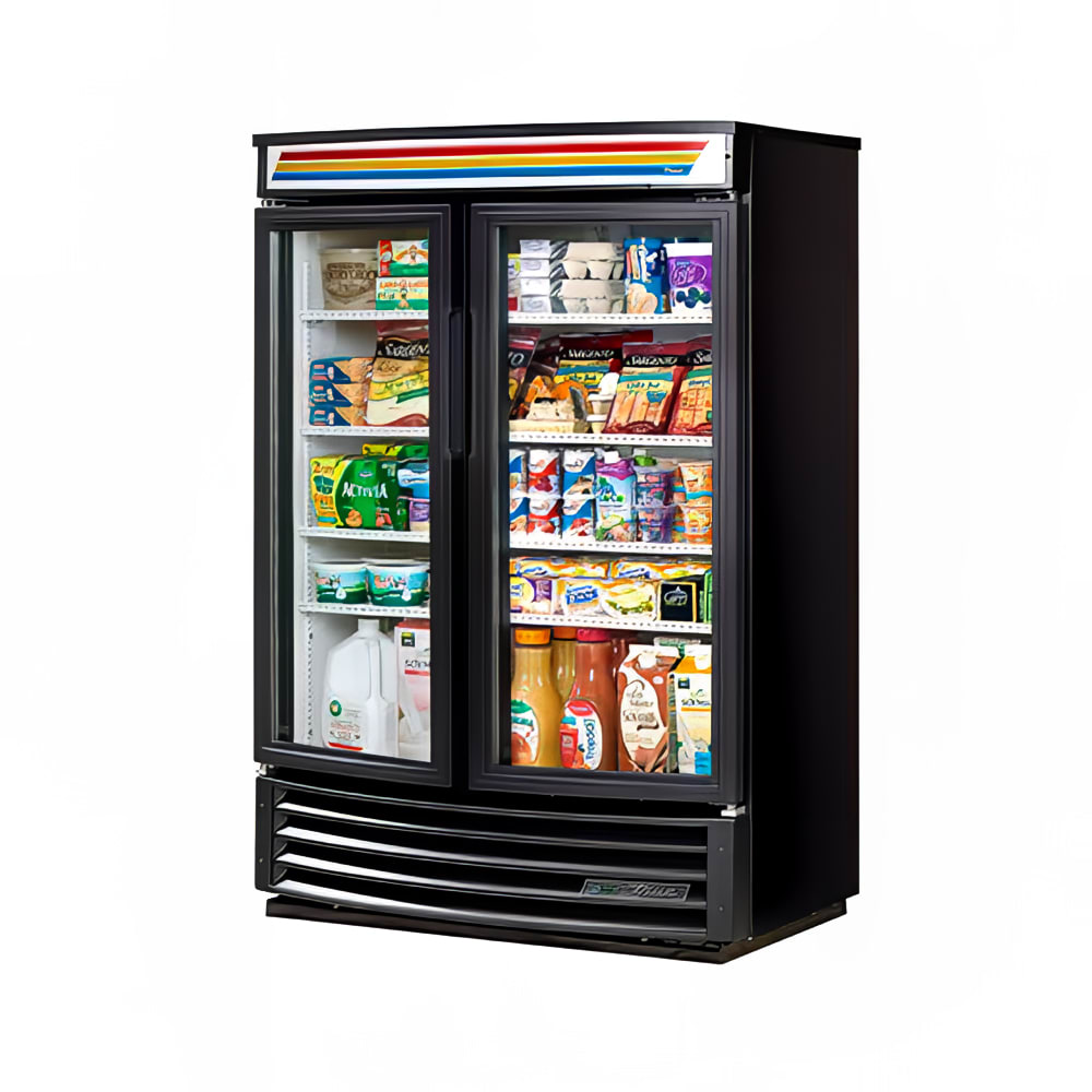 True GDM-14RF-HC-LD 30 3/8" GDM Series Two Section Glass Door Merchandiser - (2) Left/Right Hinge Doors, Black, 115v
