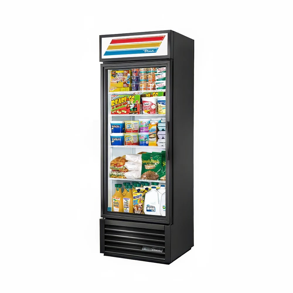 True GDM-19T-HC~TSL01 27" GDM Series One Section Glass Door Merchandiser - (1) Left Hinge Door, Black, 115v