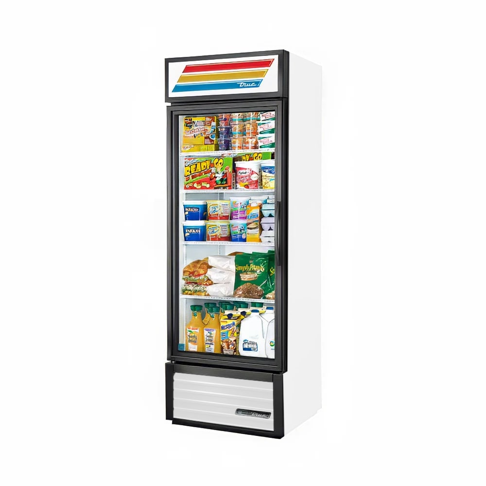 True GDM-19T-HC~TSL01 27" GDM Series One Section Glass Door Merchandiser - (1) Left Hinge Door, White, 115v