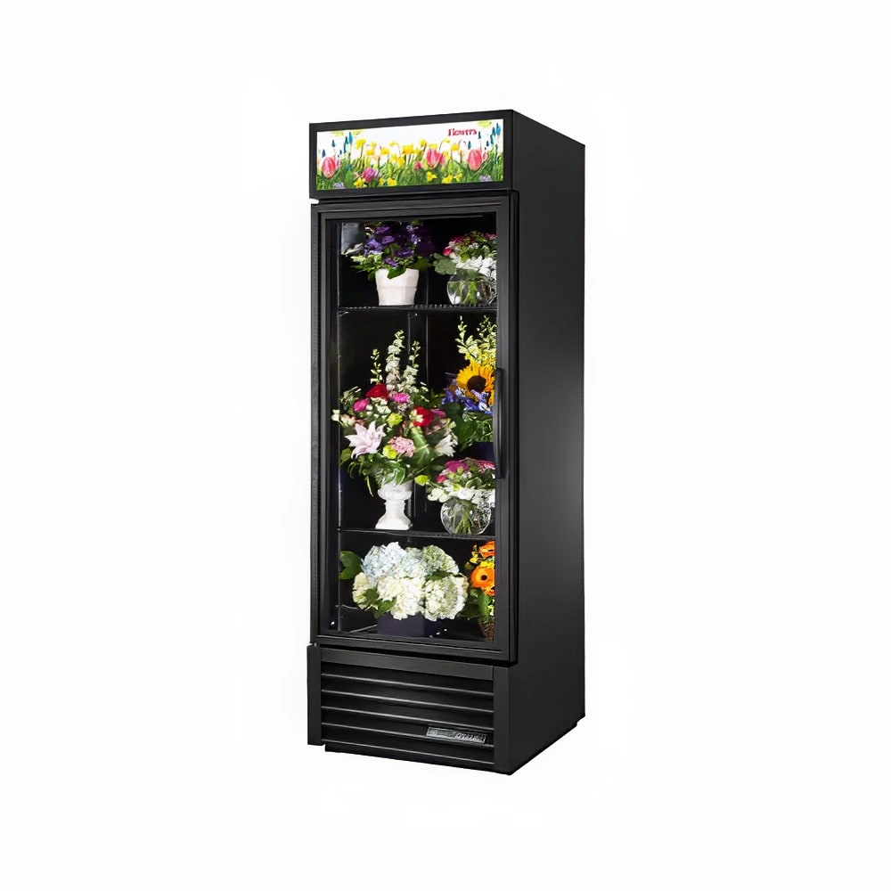 True GDM-23FC-HC~TSL01 1 Section Floral Cooler w/ Swinging Door - Black, 115v