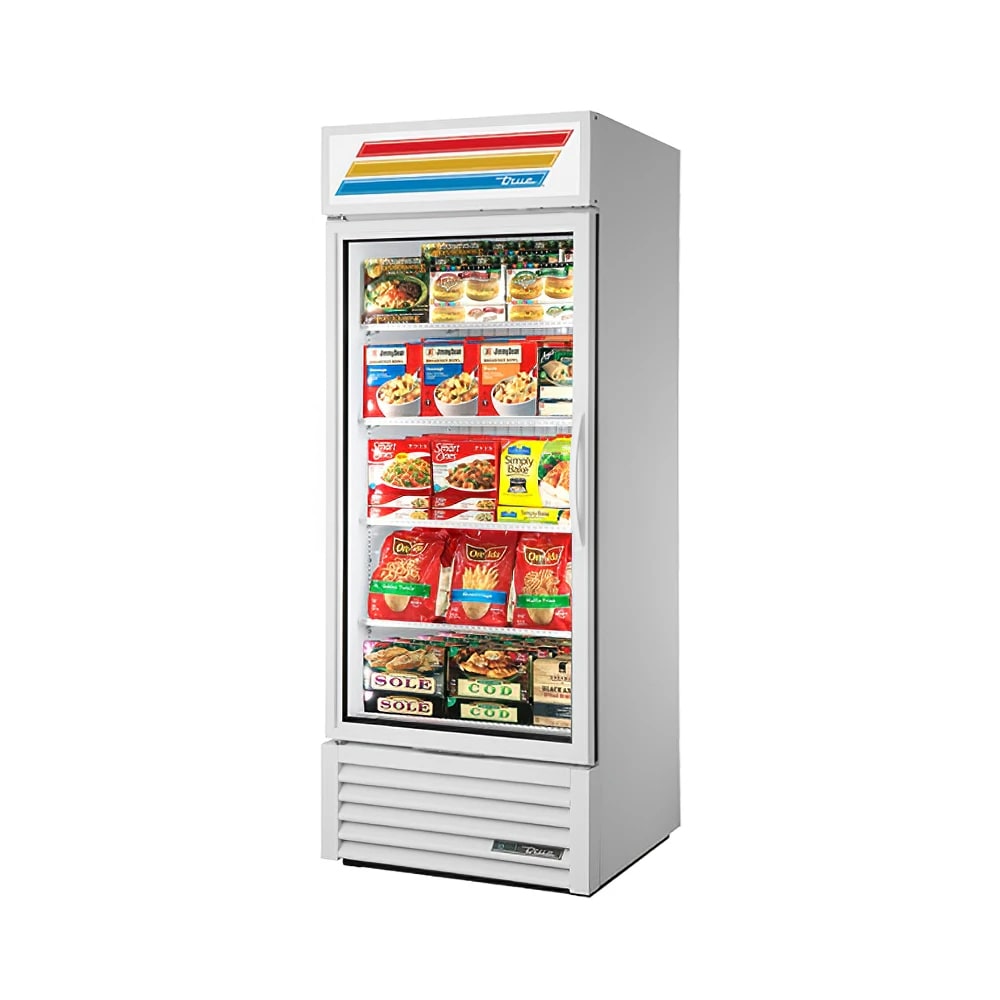 True GDM-26F-HC~TSL01 30" One Section Display Freezer w/ Left Hinged Swing Door - Bottom Mount Compressor, White, 115v