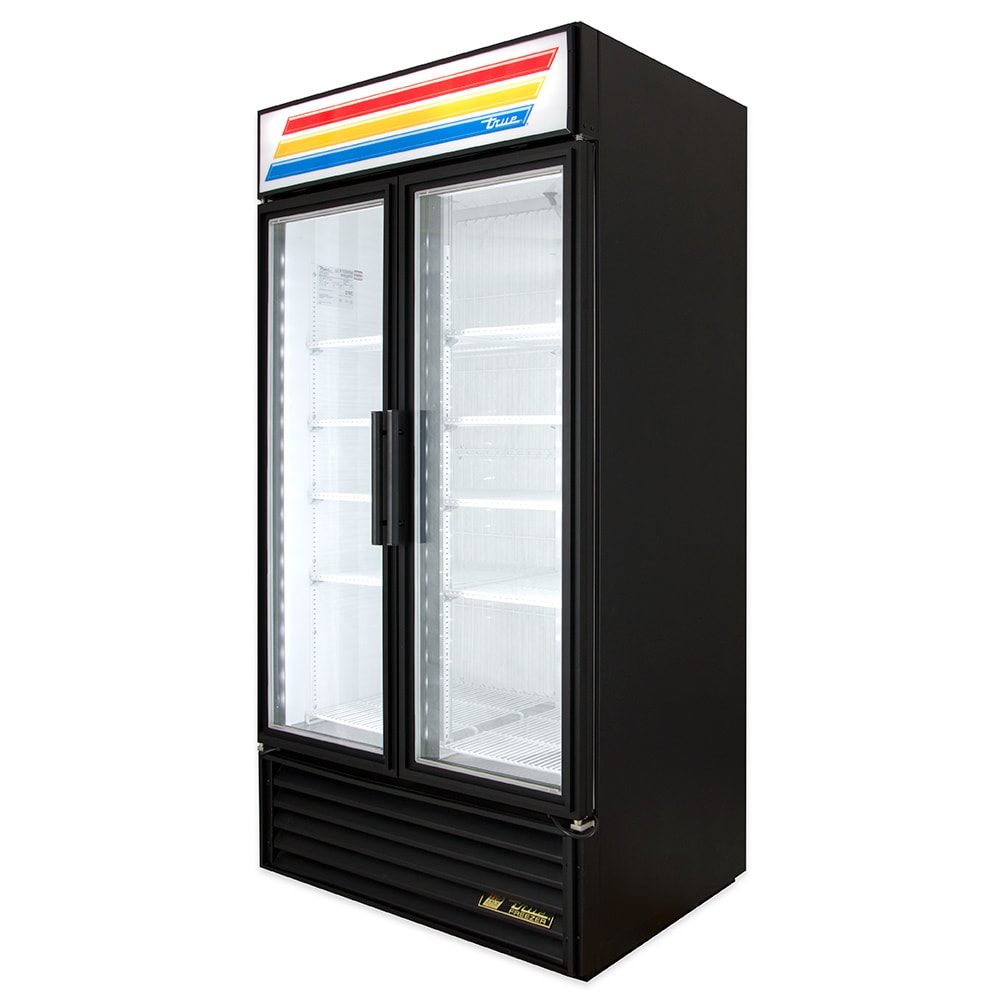 True GDM-35F-HC~TSL01 39 1/2" Two Section Display Freezer w/ Swing Doors - Bottom Mount Compressor, Black, 115v