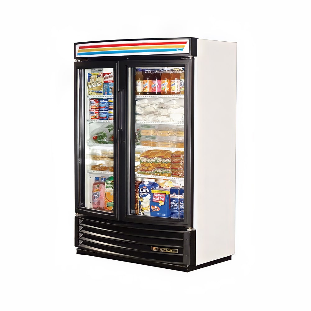 True GDM-35SL-RF-HC-LD 39 3/4" Two Section Glass Door Merchandiser - (2) Left/Right Hinge Doors, White & Black, 115v