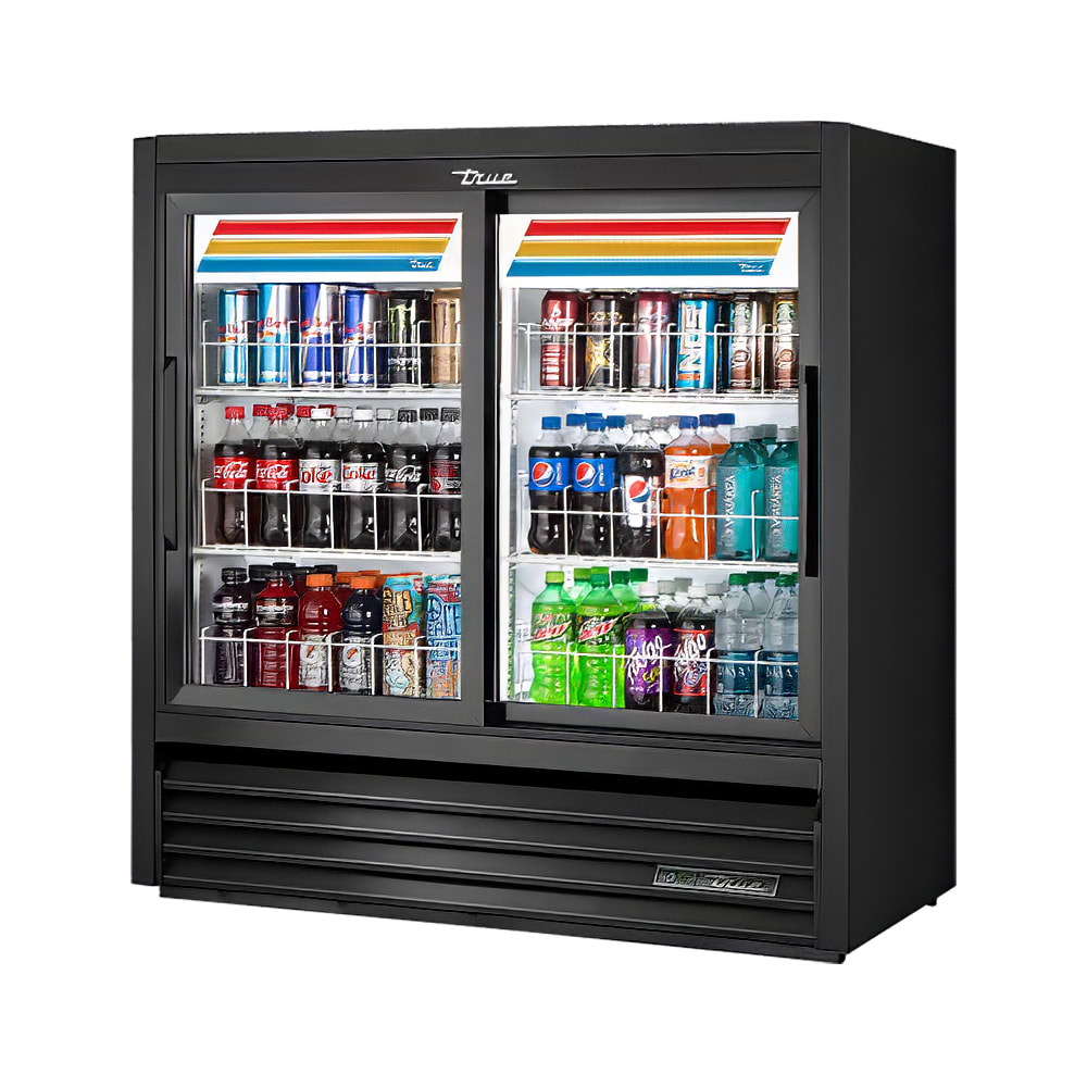 True GDM-41SL-48-HC-LD 46 7/8" GDM Series Two Section Glass Door Merchandiser - (2) Sliding Doors, Black, 115v