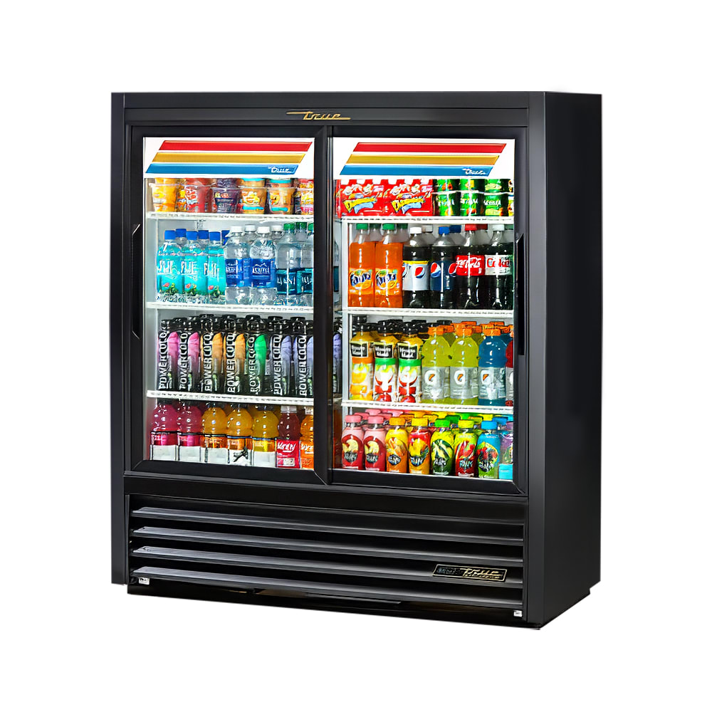 True GDM-41SL-54-HC-LD 47 1/8" GDM Series Two Section Glass Door Merchandiser - (2) Sliding Doors, Black, 115v