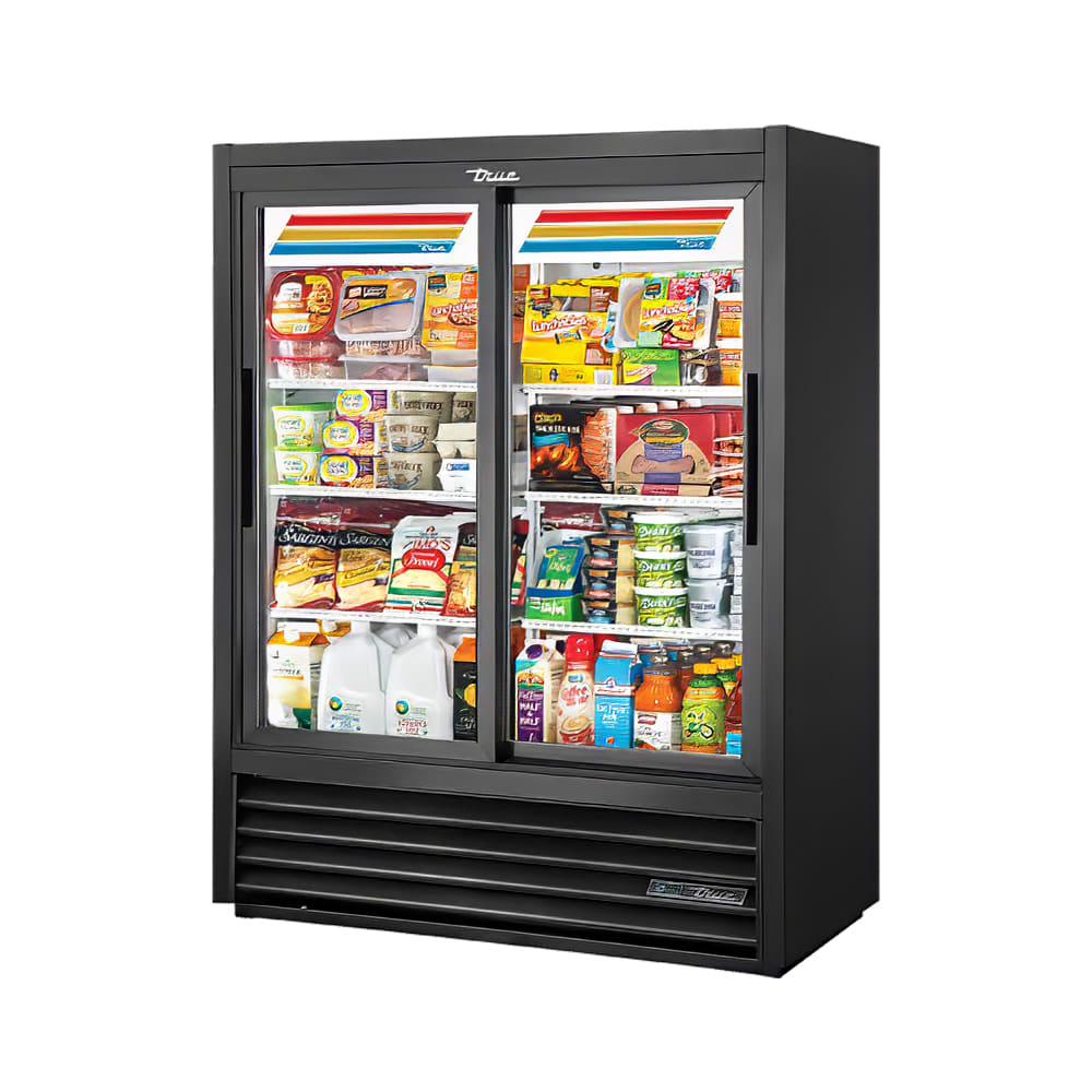 True GDM-41SL-60-HC-LD 47 1/8" GDM Series Two Section Glass Door Merchandiser - (2) Sliding Doors, Black, 115v