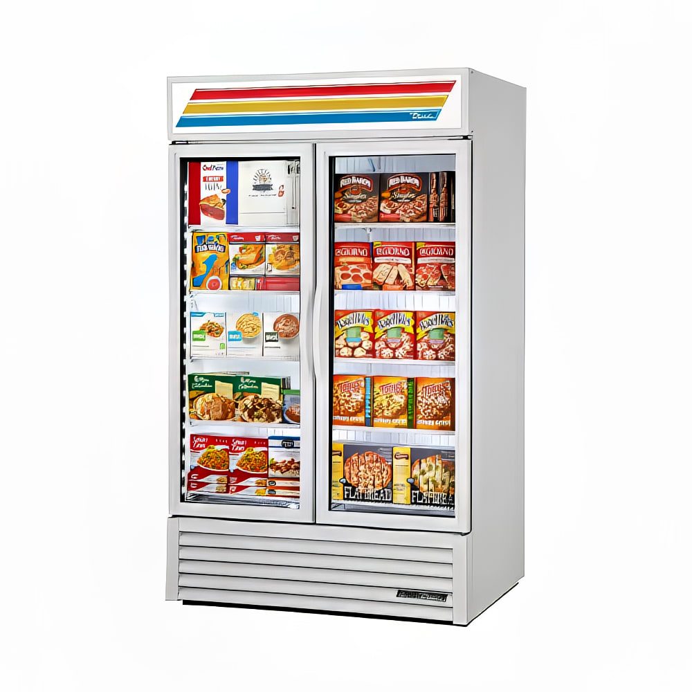 True GDM-43F-FLX-HC~TSL01 47 1/8" GDM Series Two Section Glass Door Merchandiser - (2) Left/Right Hinge Doors, White, 115v