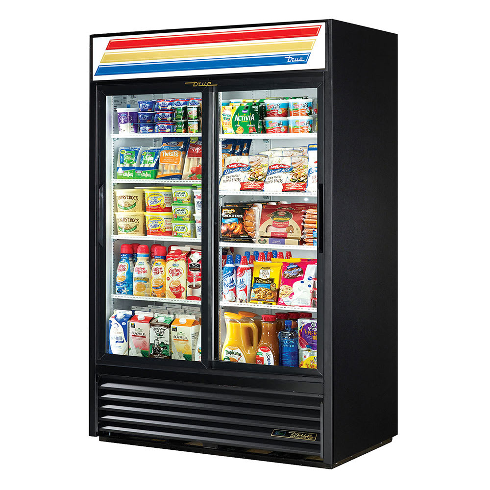 True GDM-45-HC-LD 51 1/8" GDM Series Two Section Glass Door Merchandiser - (2) Sliding Doors, Black, 115v