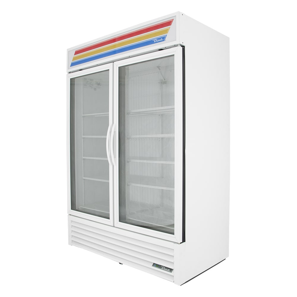True GDM-49F-HC~TSL01 54 1/8" Two Section Display Freezer w/ Swing Doors - Bottom Mount Compressor, White, 115v