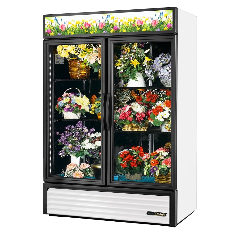 True GDM-49FC-HC~TSL01 2 Section Floral Cooler w/ Swinging Door - White, 115v