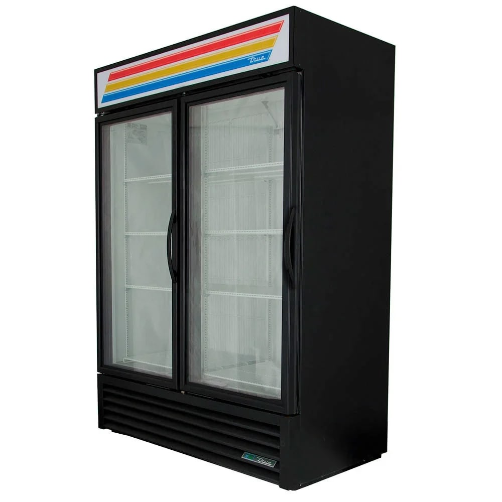 True GDM-49F-HC~TSL01 54 1/8" Two Section Display Freezer w/ Right Hinged Swing Doors-Bottom Mount Compressor, Black, 115v