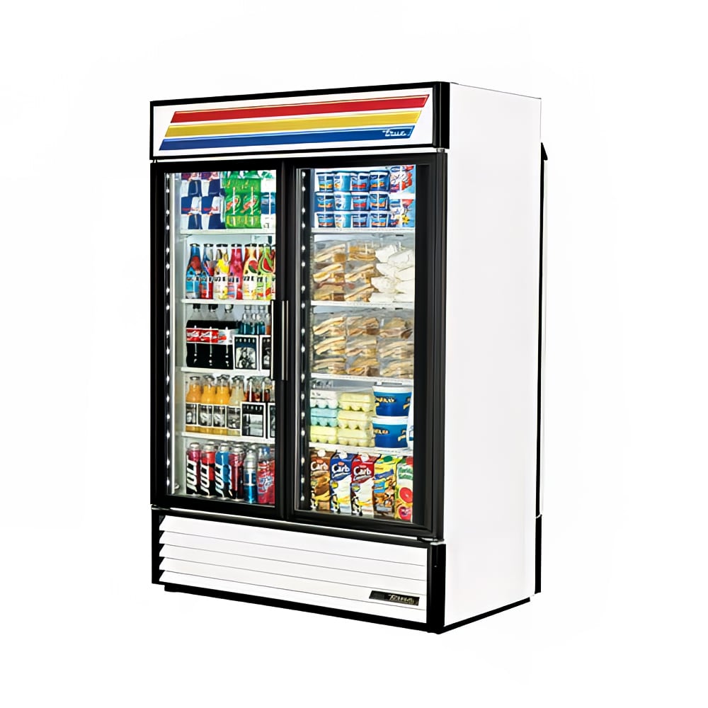 True GDM-49RL-HC~TSL01 54 1/8" GDM Series Two Section Glass Door Merchandiser - (2) Left/Right Hinge Doors, White, 115v