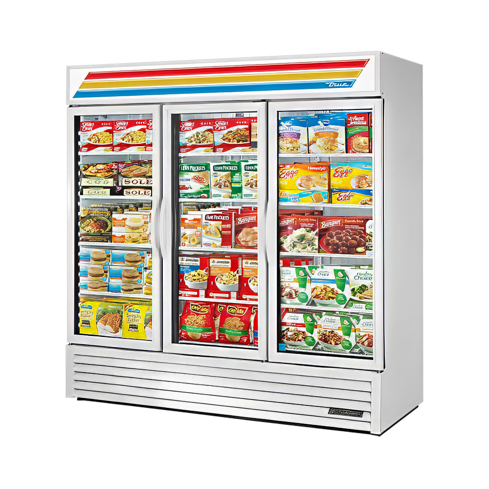 True GDM-72F-HC~TSL01 78" Three Section Display Freezer w/ Swing Doors - Bottom Mount Compressor, White, 115v
