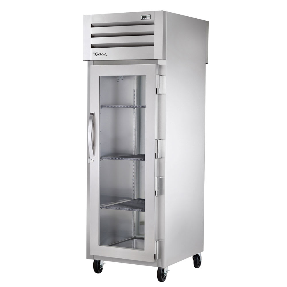 True STA1RPT-1G-1S-HC 27 1/2" One Section Pass Thru Refrigerator, (1) Glass Door, (1) Solid Door, Right Hinge, 115v