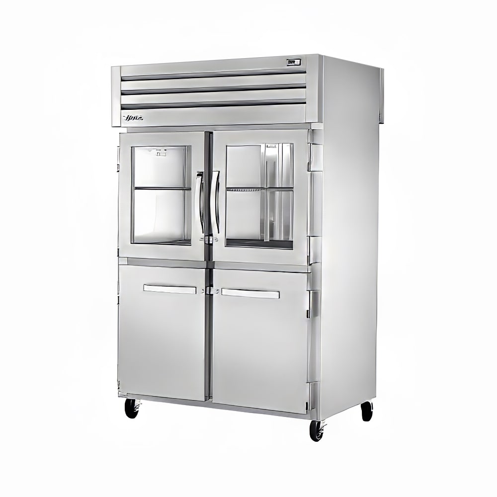 True STA2RPT-2HG/2HS-2S-HC 52 3/5" Two Section Pass Thru Refrigerator, (2) Glass Doors, (4) Solid Doors, Left/Right Hinge, 115v