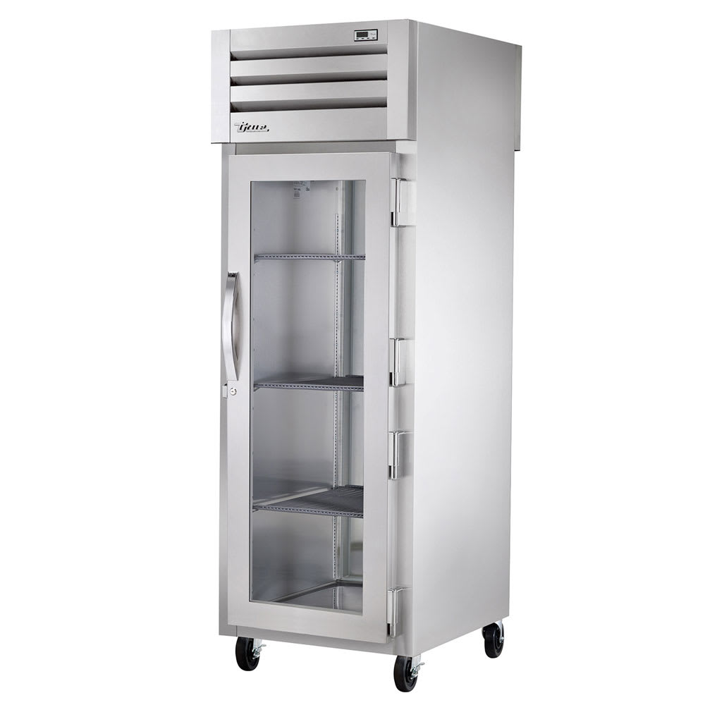 True STG1RPT-1G-1S-HC 27 1/2" One Section Pass Thru Refrigerator, (1) Glass Door, (1) Solid Door, Right Hinge, 115v